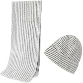Embouro 2PCS Merino Wool Knit Beanie Scarf Set for Men & Women, Winter Soft Warm Long Scarves with Wool Beanie Hat