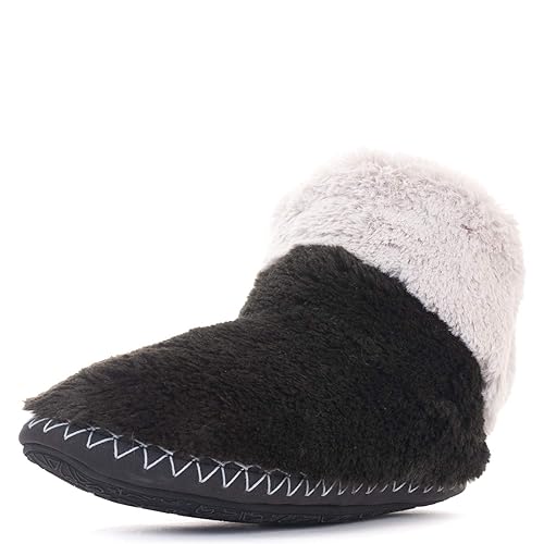 Buy Bedroom Athletics Women S Audrey Short Faux Fur Slipper Boots Charcoal Trace Grey Large 9 10 Us At Amazon In