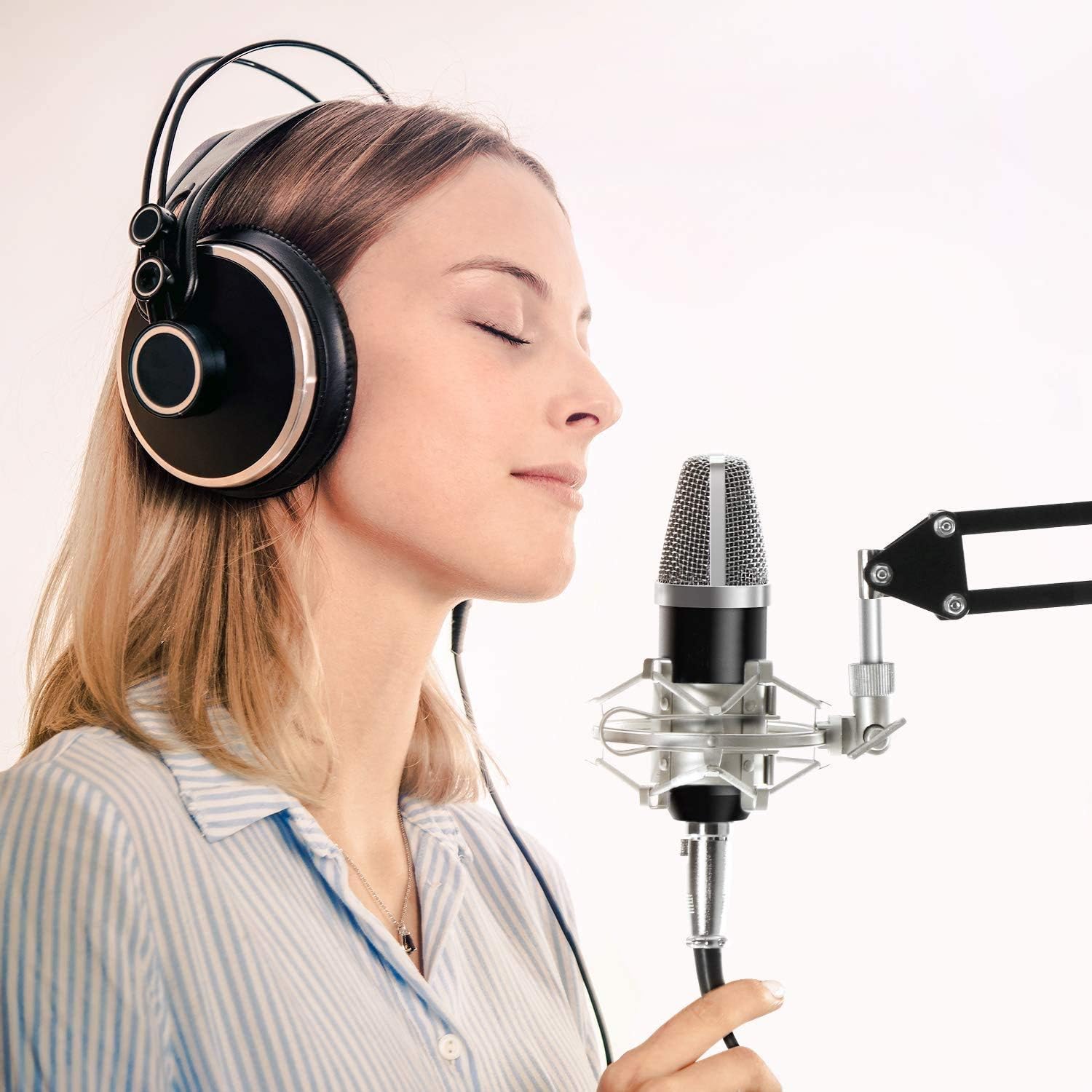 TONOR XLR Condenser Microphone Kit with XLR to XLR Cable/3.5mm to XLR/Adjustable Mic Suspension Scissor Arm/Shock Mount/USB Audio Adapter for Professional Studio/Home Recording, Podcasting, Black: Home Audio & Theater
