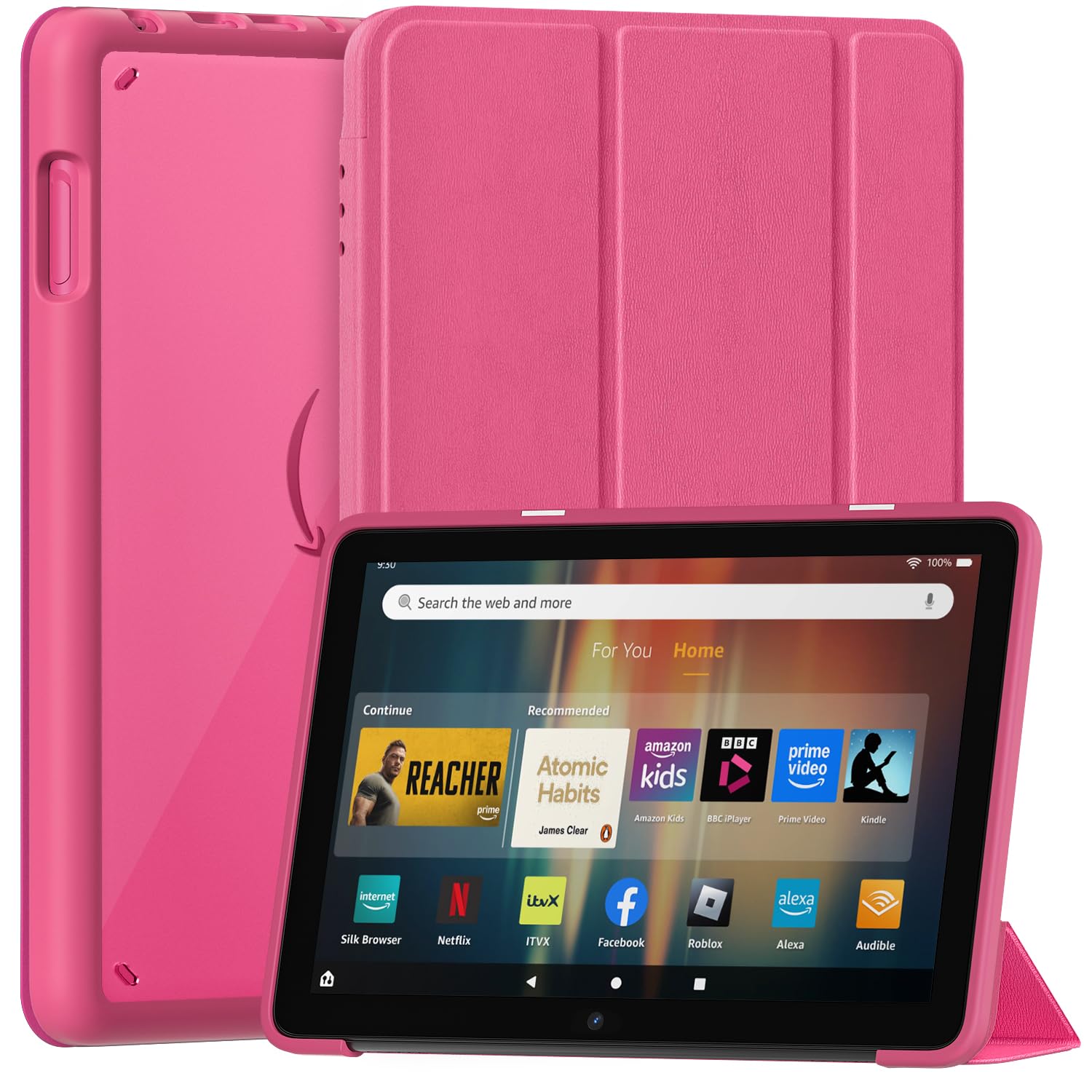 Photo 1 of All-New Amazon Fire HD 8 Tablet Case(12th/10th Gen, 2024/2022/2020 Release), Sanyetral Premium PU Leather Trifold Stand PC Clear Back Cover Case with Auto Wake/Sleep, Not for Nokia TCL -Hibiscus
