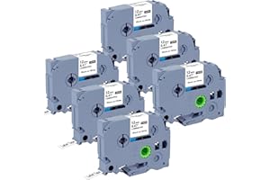 NFIE 12mm 0.47 Laminated TZ 231 Relpace for Brother Label Maker Tape, P-Touch Label Tape Black on White Label Tape Compatible with PT-D210 PT-H110 PT-D220 PT-D400, 6 Pack