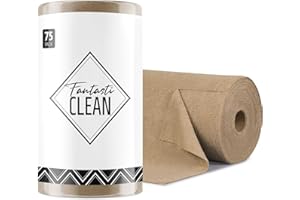Fantasticlean Microfiber Cleaning Cloth Roll -75 Pack, Tear Away Towels, 12" x 12", Reusable Washable Rags (Tan)