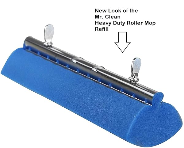 MR. CLEAN HEAVY DUTY ROLLER FLOOR MOP SCRUBBER SPONGE REFILL HEAD, BLUE