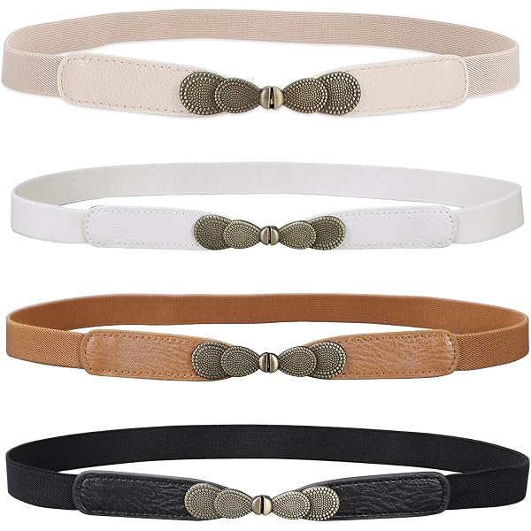 EAONE Skinny Waist Belts for Women 5 Pack, Fashion Stretchy  display picture 3