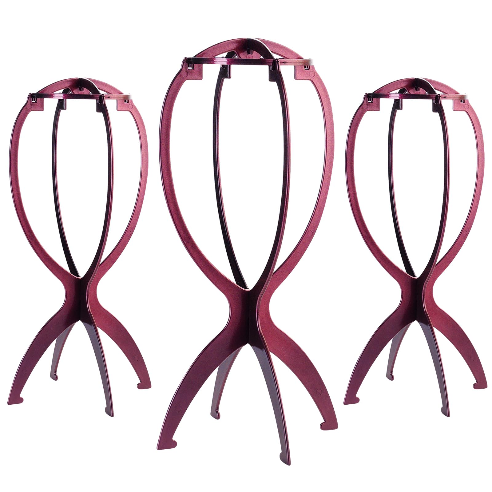 Dreamlover Collapsible Wig Stands Head , Wig Holders, Plum, 3 Pack