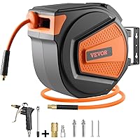 VEVOR Retractable Air Hose Reel, 3/8IN x 65FT Hybrid Air Hose Max 300PSI, Air Compressor Hose Reel Auto-Rewind with 6.6 FT Le