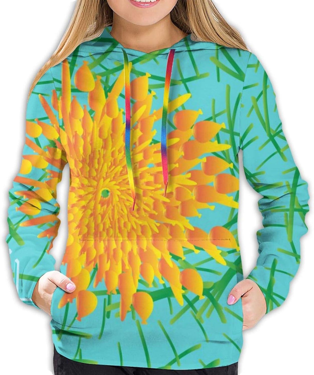 Orange Flower Women'S Novelty Hoodies Hooded Sweatshirt With Pockets Clothing