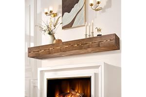 LXWZHK Fireplace Mantel Shelf, 72" Wooden Floating Shelf for Over Fireplace, Wall-Mounted Mantel Shelves, Decorative Mantels, Rustic Floating Mantels Shelves, Brown