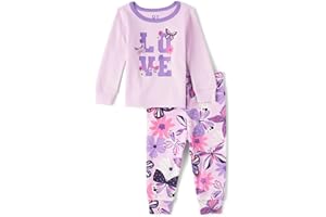The Children's Place Baby Girls' and Toddler Long Sleeve Top and Pants Snug Fit 100% Cotton 2 Piece Pajama Sleepwear Set
