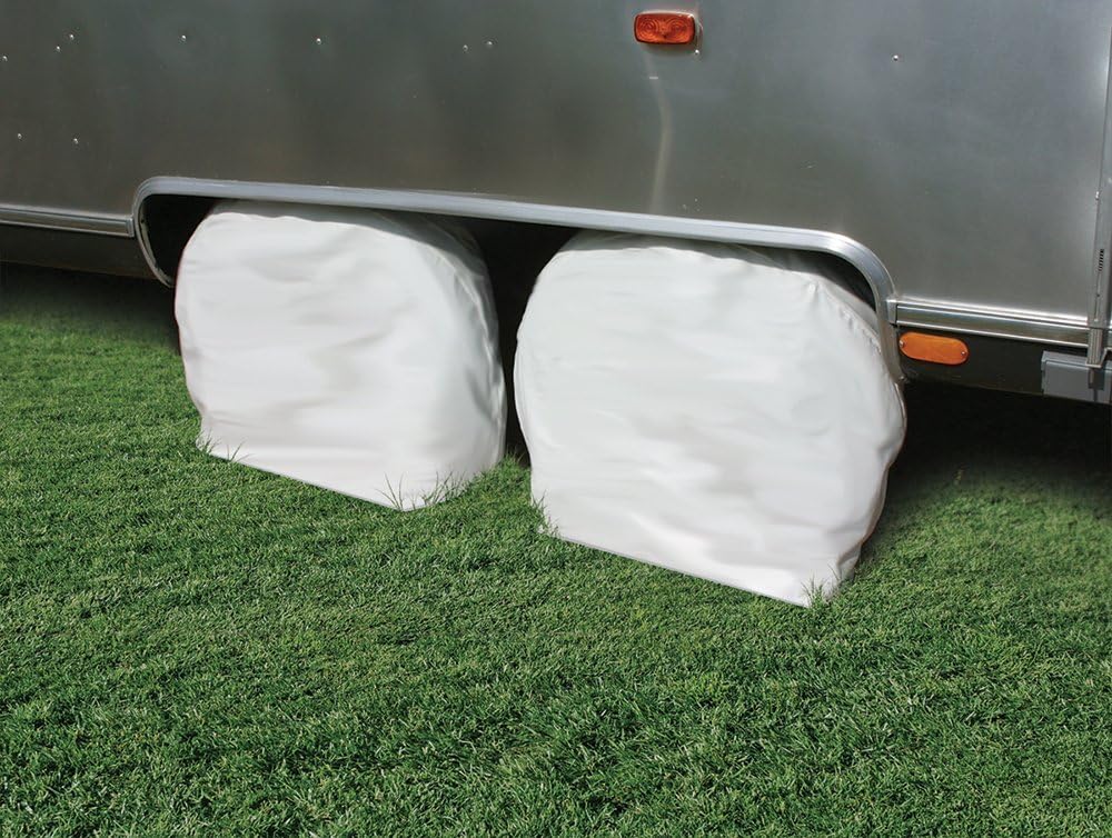 Camco 45322 Vinyl RV Wheel & Tire Protector, 1 pair (27 inches-29 inches , White): Automotive