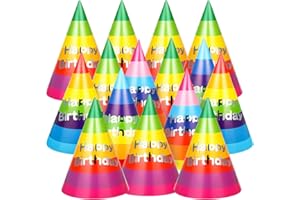 Rocutus 30 Pieces Rainbow Birthday Party Hats,Birthday Party Cone Hats Art Craft Caps Birthday Party Hats for Kids Adults