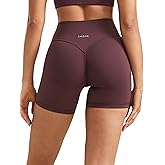 INGIA Womens High Waist No Front Seam Scrunch Butt Biker Shorts 5 Inches V-Back Scrunch Booty Gym Workouts