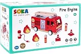 SOKA Wooden Fire Engine Truck with Figurines Montessori Toy Set Ages 3+ view 8