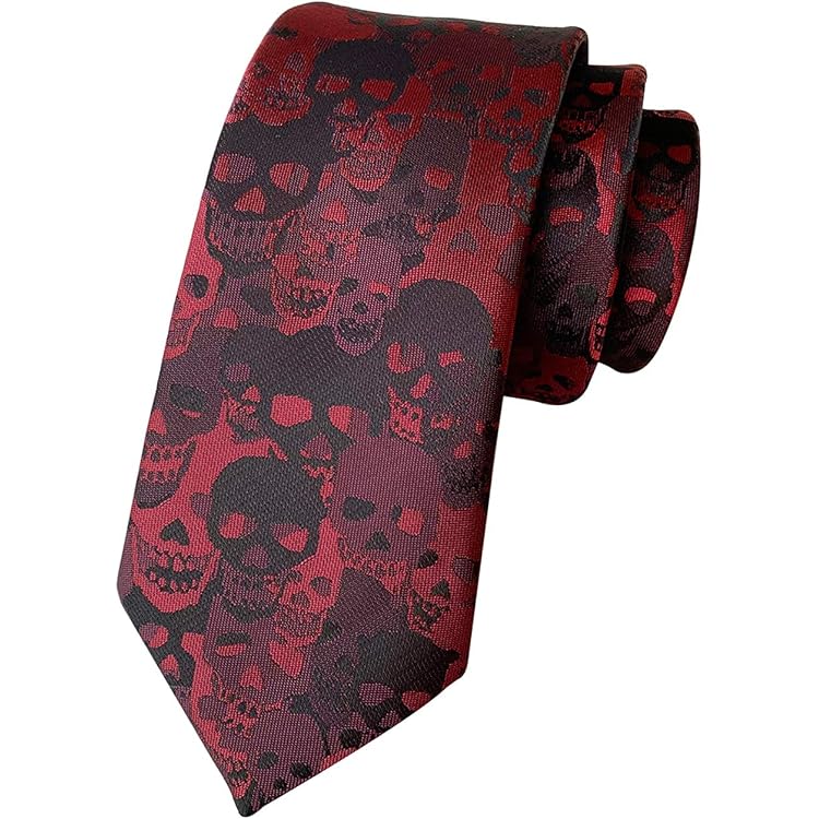 Cravate D'Halloween Tête De Mort Pour Homme - Accessoire Déguisement Fête, 45x7 Cm