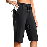 SANTINY Women's 13" Long Hiking Shorts with 3 Zipper Pockets Quick Dry Lightweight Bermuda Knee Length Shorts for Women