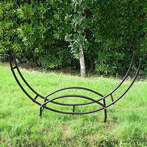1910 Earth Worth | Firewood Curved Log Rack | 5 FT | Black - Thumbnail 2