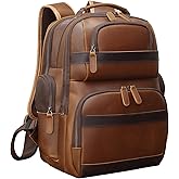 TIDING Men's Vintage Leather Backpack 15.6" Laptop Bag Large Capacity Business Travel Hiking Shoulder Daypacks