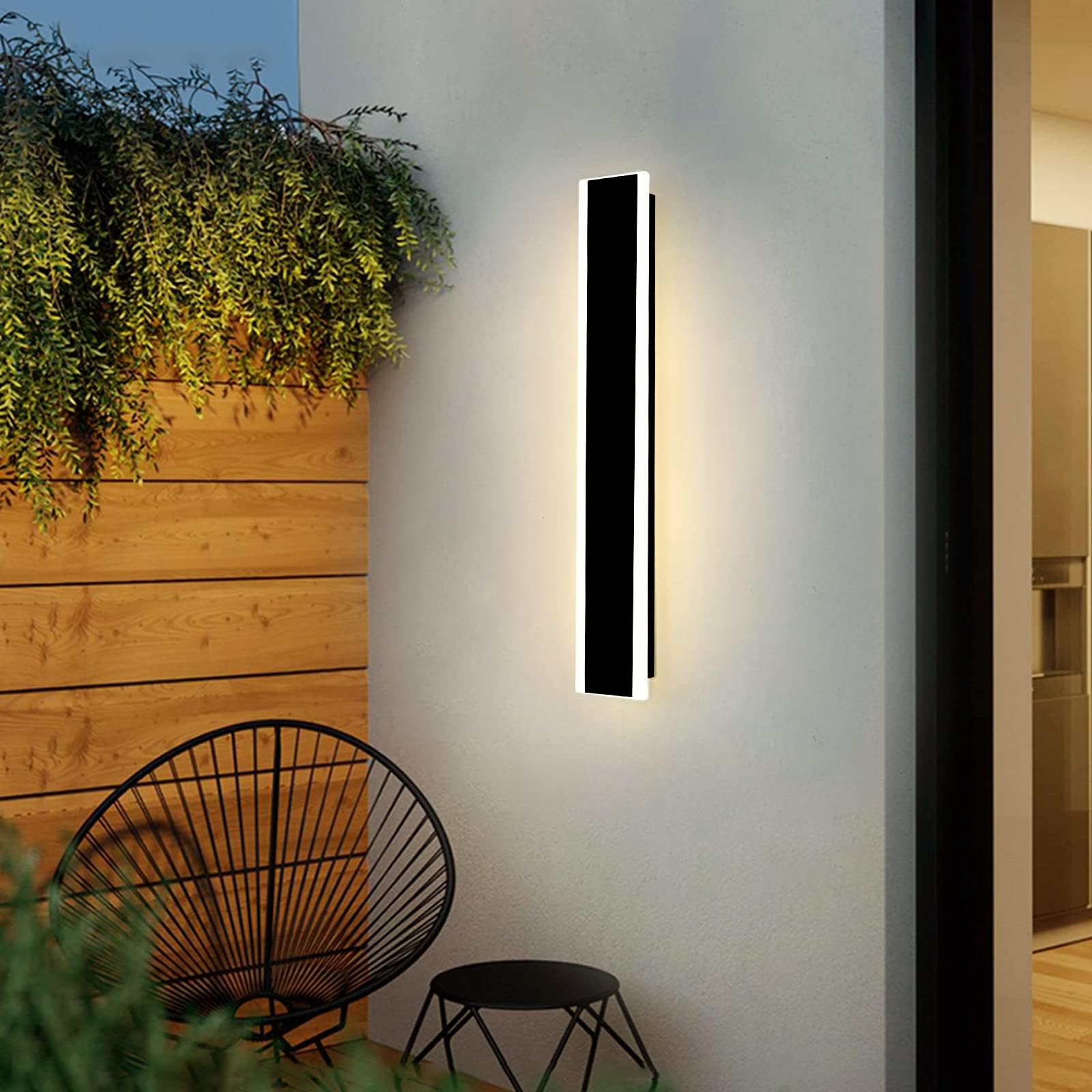 Mikeru 60CM Outdoor Modern Wall Light, 22W IP65 Rainproof Tricolor Lamp 3000K/4500K/6000K Wall-Mounted Long Strip Light for Hallway, Living Room, Balcony — image 1