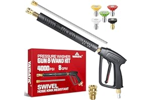 YAMATIC Pressure Washer Gun Wand with Swivel 3/8" Plug & M22 Coupler, Stainless Steel Extension Lance Replacement for Ryobi, Simpson, Craftsman Power Washer for Foam Cannon Car Wash, 4000 PSI