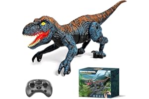 Sunrad Mini Remote Control Dinosaur Toys for Kids Age 3-5 4-7 8-12+, 2.4GHz RC Robot Dinosaur with Light & Auto Demo & Roar, 