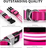 PcEoTllar Light Up Dog Collar Rechargeable Waterproof Pink Size S view 3