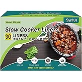 Syntus Slow Cooker Liners, 30 Count Cooking Bags Extra Large Size Disposable Pot Liners Plastic Bags, Fit 6QT to 10QT for Slow Cooker Cooking Trays, 14"x 22", 30 Liners