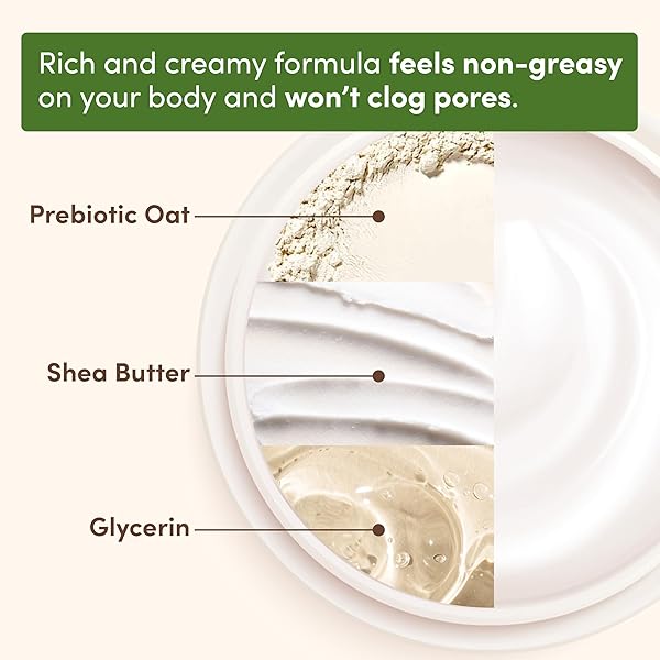 AVEENO DAILY MOISTURIZING CREAM WITH PREBIOTIC OAT & SHEA BUTTER FOR BODY, FACE & HANDS MOISTURIZER CREAM, HYDRATES NORMAL TO DRY, SENSITIVE SKIN, FRAGRANCE FREE, NON-COMEDOGENIC, 20 OZ