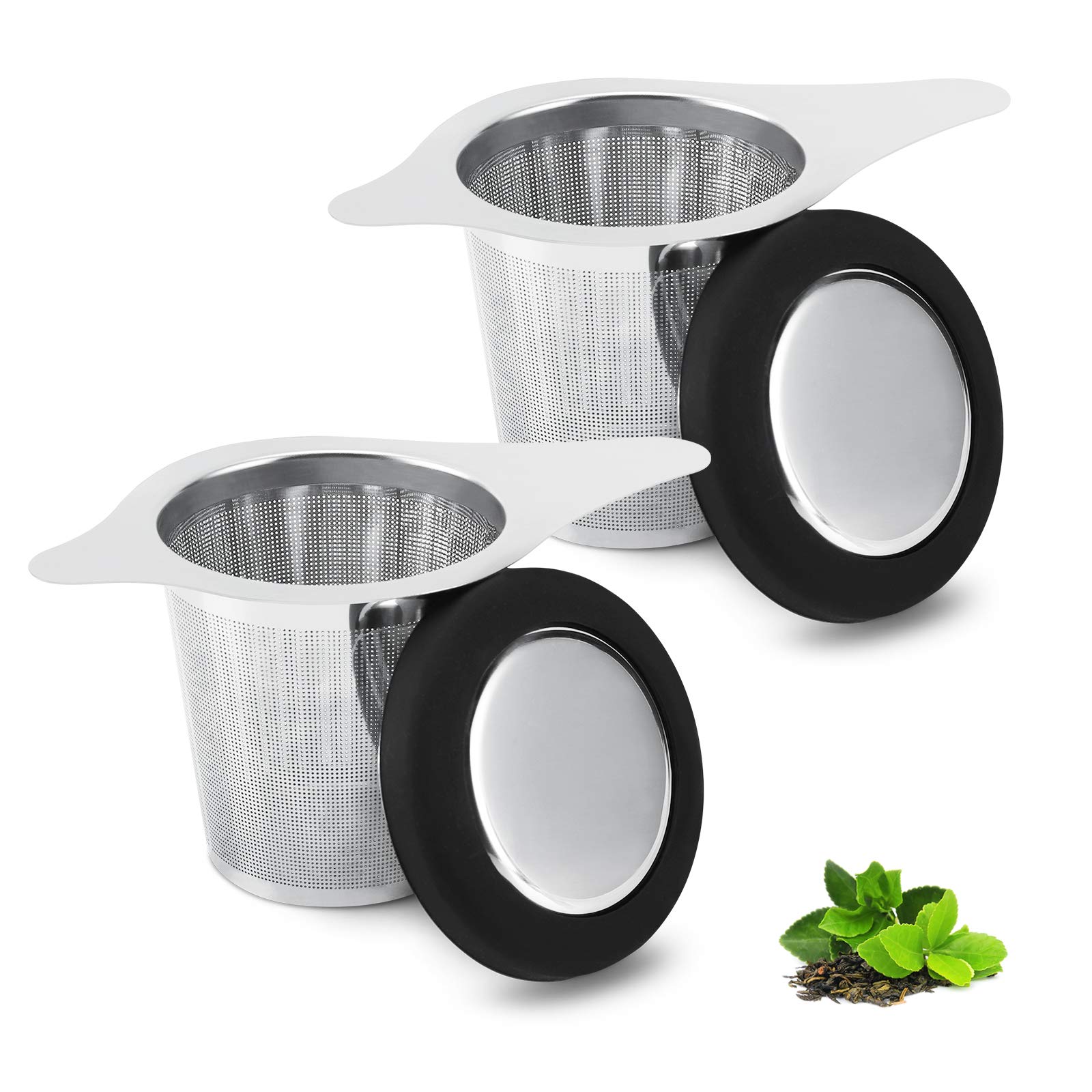 Two Pack Tea Infuser Basket Stainless Steel Tea Strainer Tea Filter With Small Strainer And Lid Tea Diffuser For Loose Tea Superior Brewing Experience (Two pack silver)