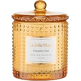LA JOLIE MUSE Pumpkin Chai Candle| Spicy Chai & Vanilla | 10 oz Soy Wax Candle | 55 Hours Clean Burn | Elegant Home Décor & Hosting Gift