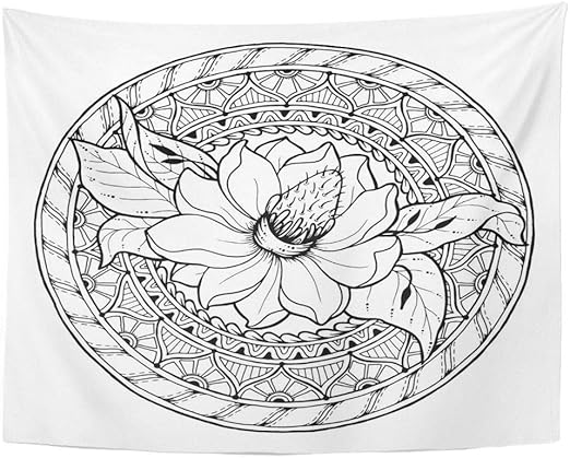 Emvency Tapiz De Pared Con Diseno De Flores Y Circulos Para