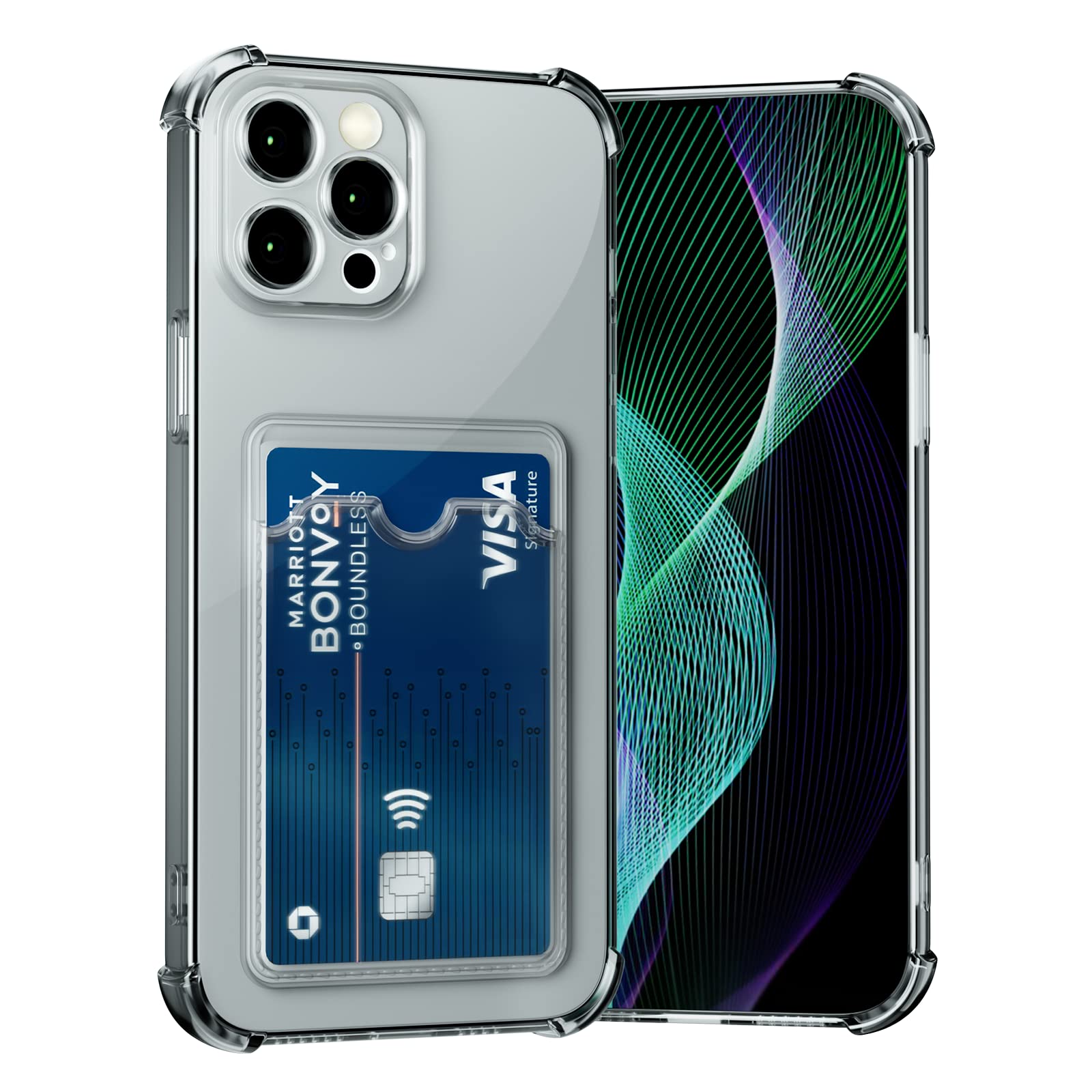 AKABEILA Case for iPhone 12 Pro Max Clear Slim Phone Case Soft TPU Wallet Case Bag Cover with Card Slot Holder Shockproof 6.7 Inch — image 1