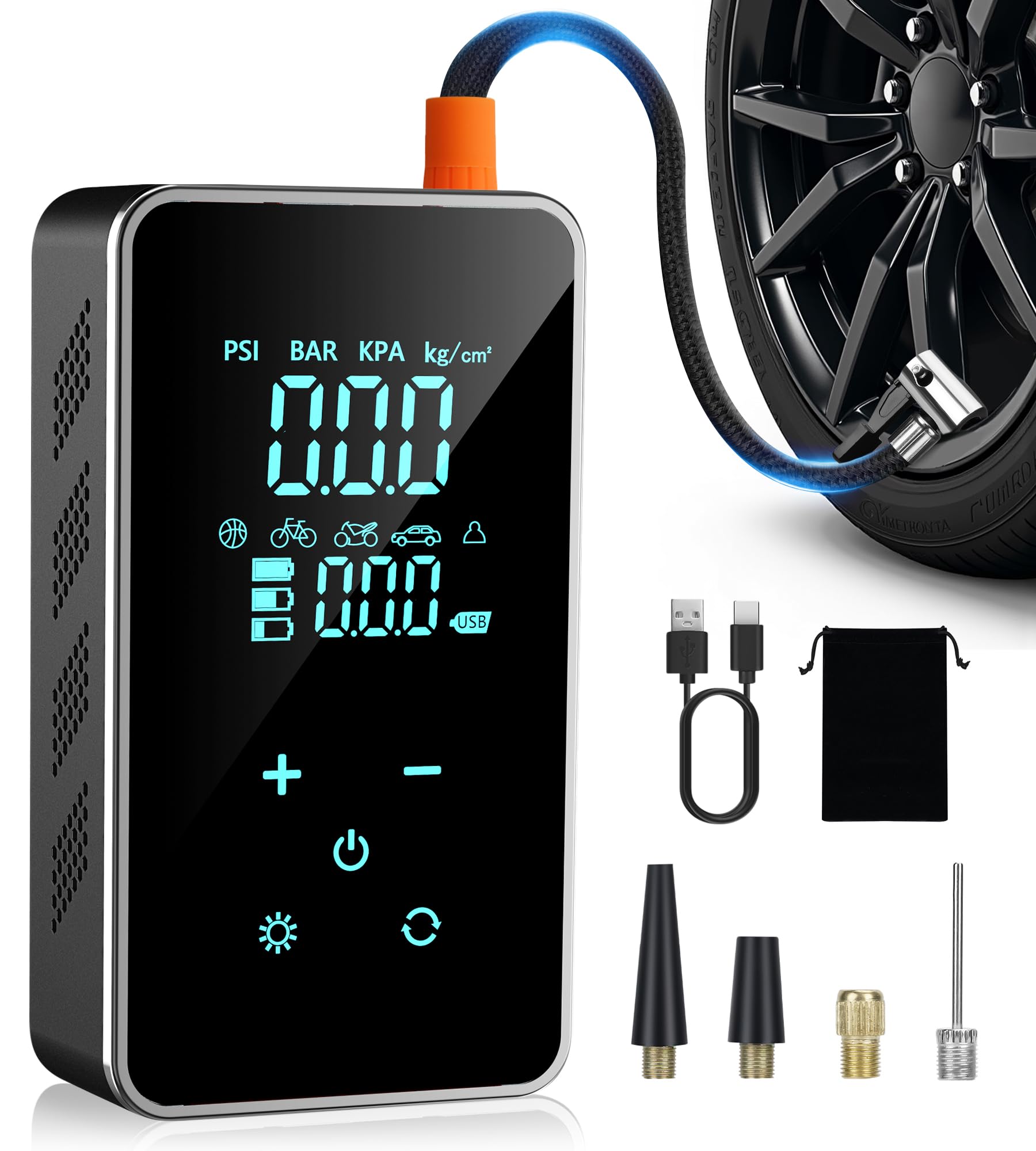 Photo 1 of Tire Inflator Portable Air Compressor-18000mAh&150 PSI Portable Air Compressor for Car Tires-Air Pump Cordless Dual Value Inflation, Bike Pump with Tire Gauge, LED Light, Touch Screen