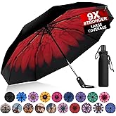 Trenovo Strongest Windproof Travel Umbrella - Pro-Series, Heavy Duty Durable, Automatic Folding, Compact Lightweight Portable, Premium Grip, Fits Car & Backpack