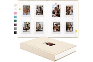 Rseozr 112 Pockets Instax Mini Photo Album For 2x3 Pictures, Linen Hardcover Polaroid Photo Album With Writing Space, Polaroid Album Book For Fujifilm Instax Mini Instant Camera (Beige)