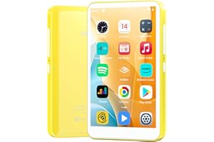 OILSKY 80GB MP3 Player with Bluetooth and WiFi, Android Player with Speaker Mp3 & Mp4 Music Player with Spotify, Amazon Music, Browser, Deezer, 4.0" Touch Screen, Download Music,Up to 512GB(Yellow)