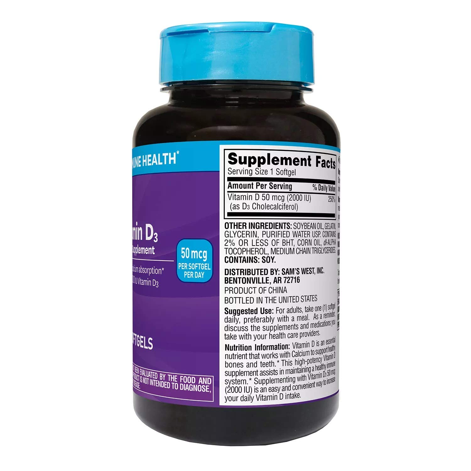 Member's Mark Vitamin D3 50 mcg (2000 IU) Dietary Supplement (400ct) (Pack of 2)