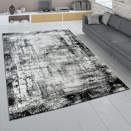 Paco Home Tapis De Salon Poils Ras Aspect Usé Design