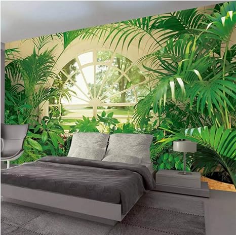 Custom Amy Size Murals Wallpaper 3D Planta verde Bosque Ventana Foto