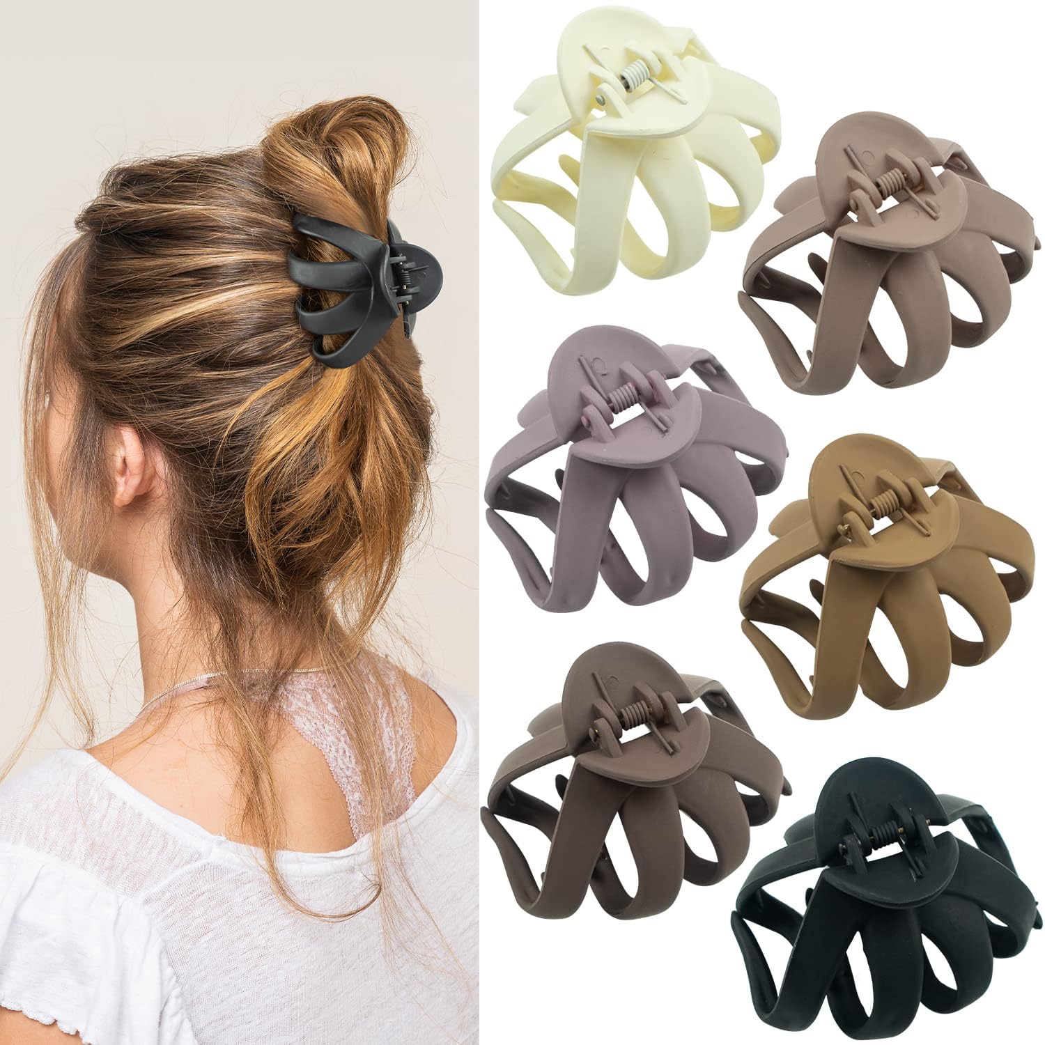 Photo 1 of 2.8 Inch Medium Octopus Hair Clips for Women, Matte Claw Clips for Thin Hair, Strong Hold Non-slip Spider Octopus Clip for Fine Hair Jaw Clips