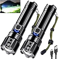 AKNEAR Rechargeable LED Flashlight 99000 High Lumens, Super Bright Flashlights with Zoomable & USB C Rechargeable & 5 Light Mode & IPX-7 Waterproof, Powerful Flash Light for Home, Hiking, Camping