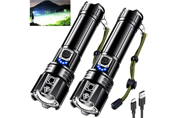 AKNEAR Rechargeable LED Flashlight 990000 High Lumens, Super Bright Flashlights with Zoomable & USB C Rechargeable & 5 Light