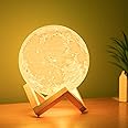Balkwan Moon Lamp 5.9 inches 3D Printing Moon Light Dimmable and Touch Control Design,Romantic Funny Birthday Gifts for Women,Men,Kids,Child and Baby. Rustic Home Decor Rechargeable Night Light