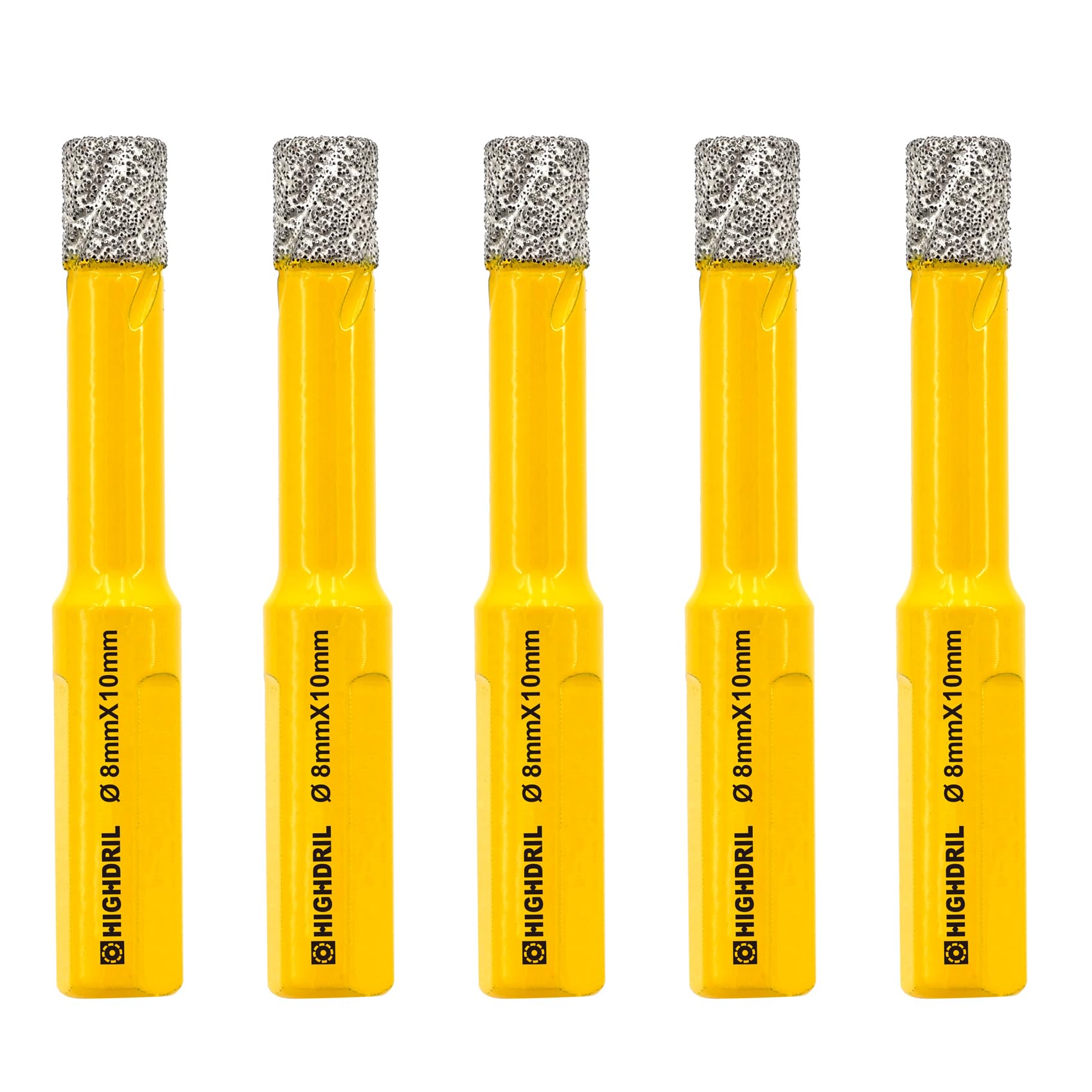 HIGHDRIL 5Pcs Diamond Core Drill Bit,Diameter 8mm Vacuum Brazed Hole Saw for Concrete Granite Marble Glass Porcelain Tile Masonry Brick,Triangle shanks