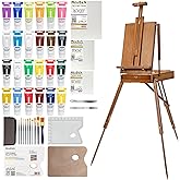 MEEDEN Painting Kit with French Easel, 24 Colors Acrylic Paint Set, 10 Pcs Paint Brush Set, Canvas Set & Art Supplies, Great Painting Set for Beginners & Artists
