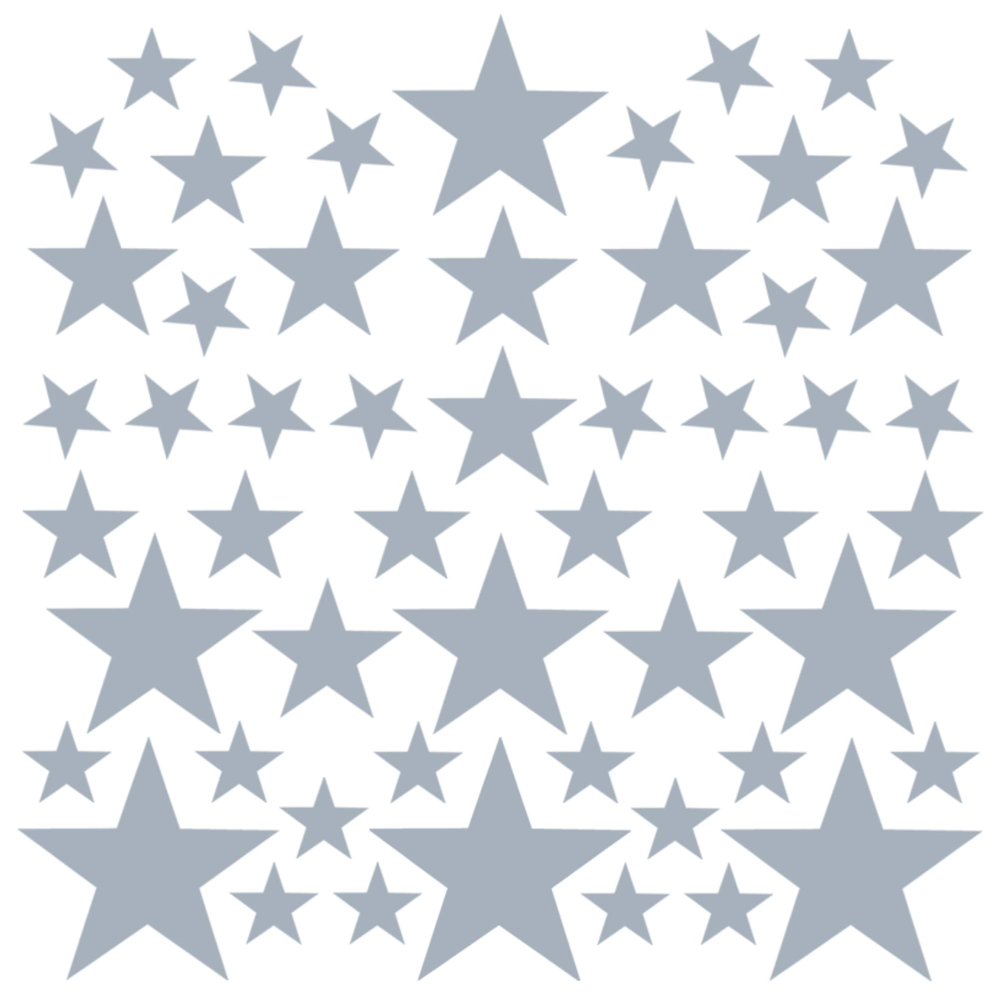 PREMYO Set of 54 Star Wall Stickers Kids - Nursery Decor Easy to Apply - Decals for Bedrooms for Girls Boys Grey