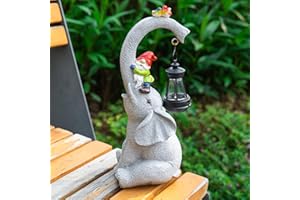 mopha Garden Statues Outdoor Decor, Elephant Figurines Solar Sculpture Lights Decorations, Funny Gifts for Women, Mom, Unique Housewarming Gift for Yard Patio