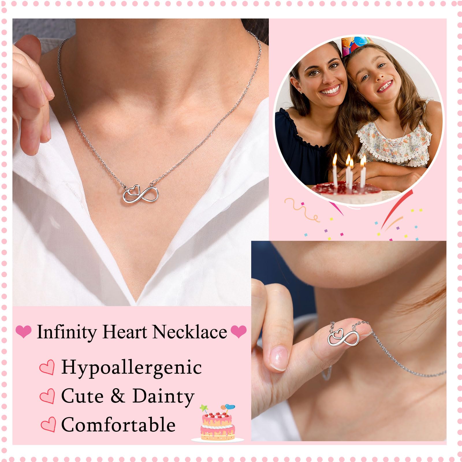 UNGENT THEM Infinity Heart Necklace for 13 16 18 Year Old Birthday Girls, Birthday Present for Daughter Granddaughter Friends