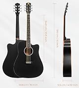 Vangoa 41 Inch Electric Acoustic Guitar 4 Band EQ Cutaway 4/4 Black view 6