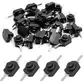 Litoexpe 50pcs Black Latching Push Button Switch | Self-Locking, DC 30V 1A, Mini 12x8mm Size, for Flashlights and Small Appliances