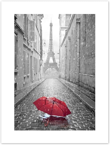 Amazon Co Jp Eiffel Tower In Paris Red Umbrella Art Print Canvas Premium Wall Decor Poster エッフェル塔パリ傘壁デコポスター Home Kitchen
